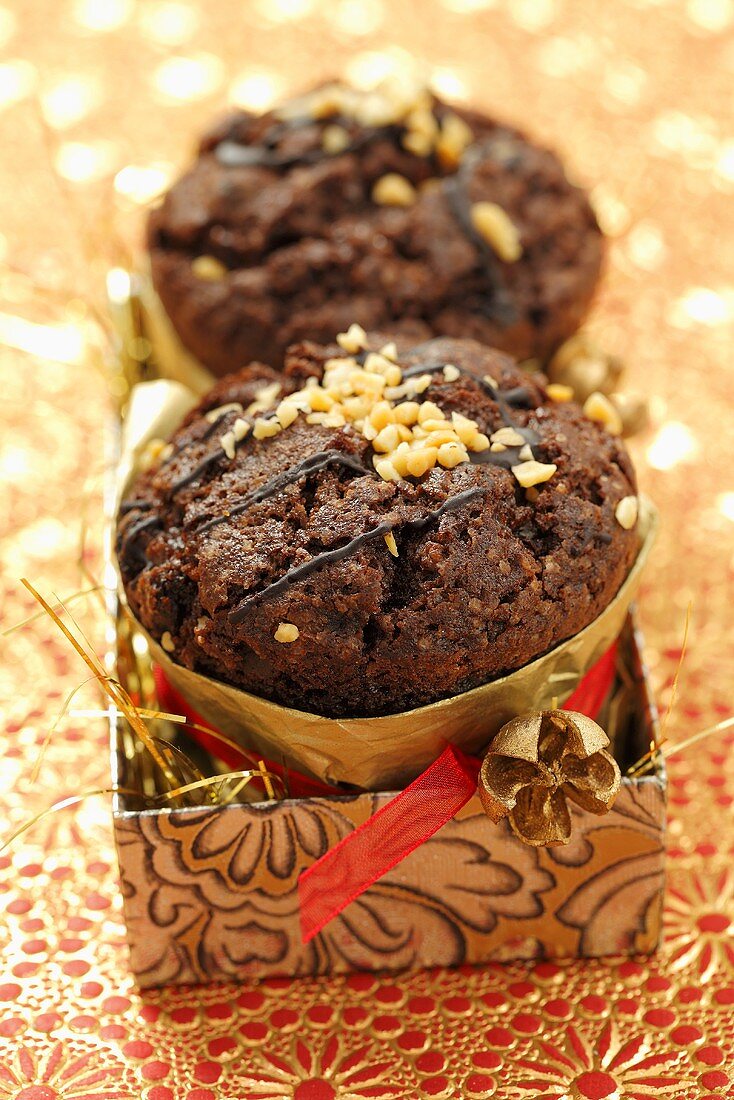 Schokoladenmuffins als Weihnachtsgeschenk