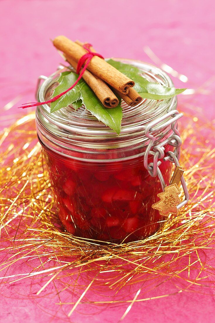 Cranberry and apple jam as a Christmas present