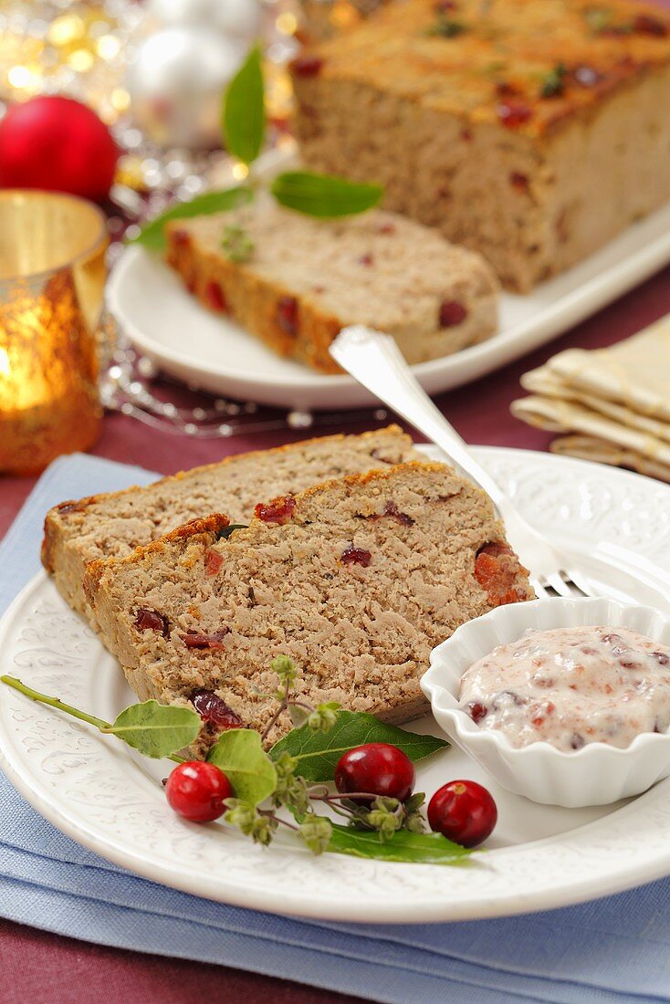 Meatloaf with cranberries for Christmas dinner