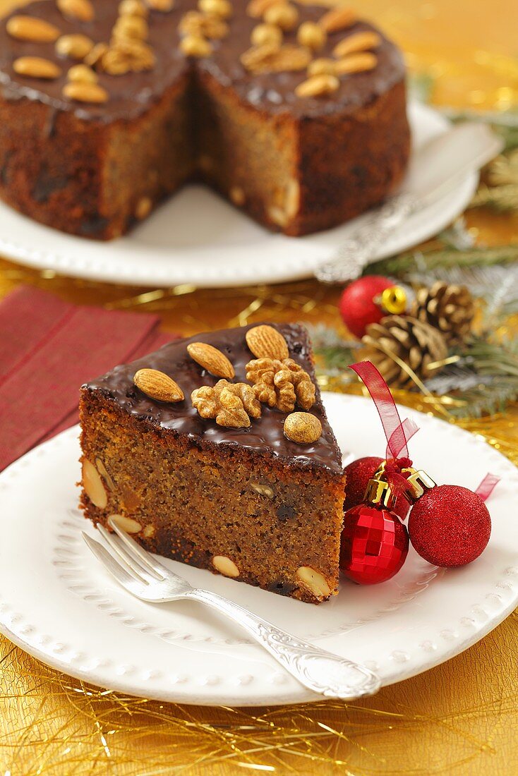 Christmas spiced cake with poppyseeds, dried fruit and nuts