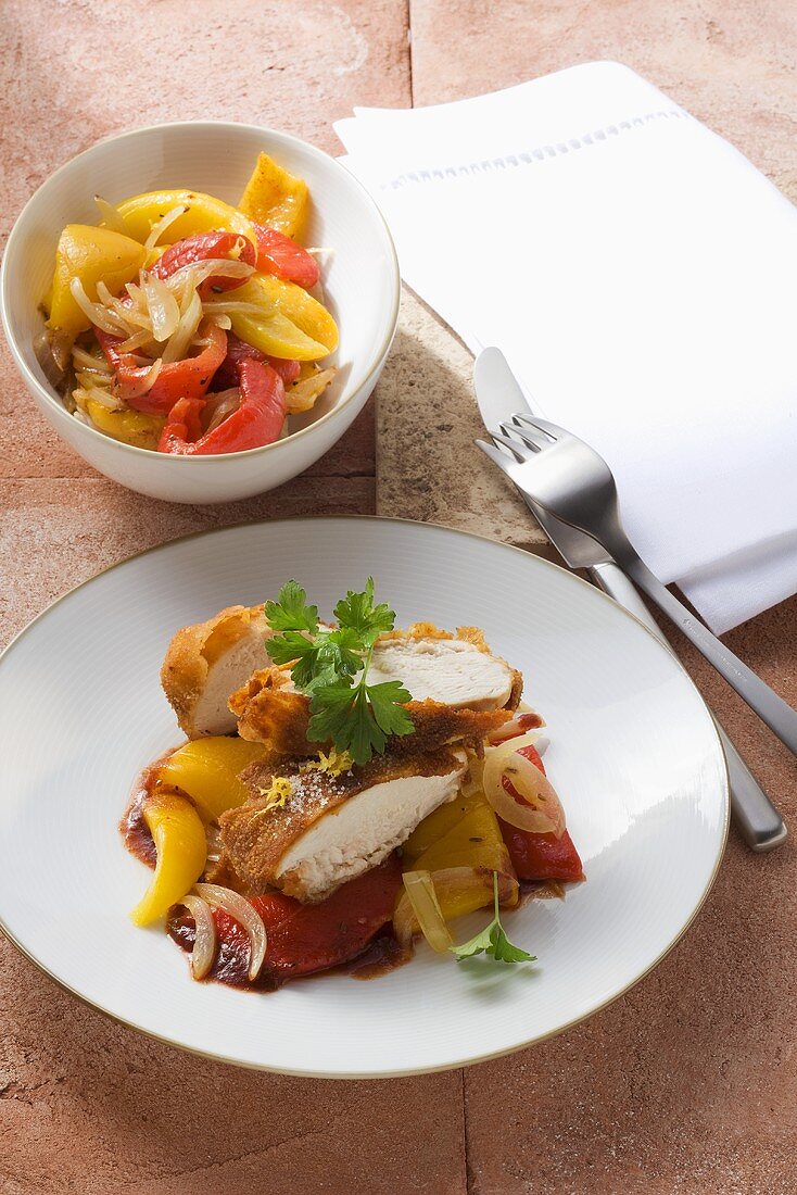 Chicken breast with a medley of peppers