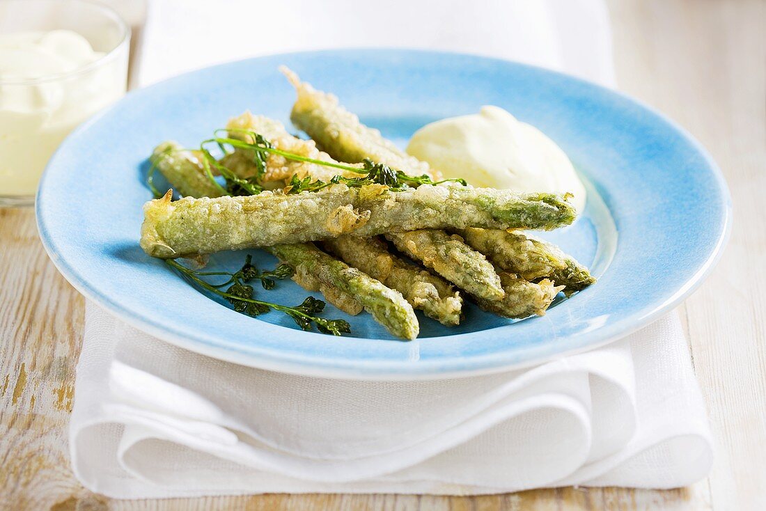 Fried green asparagus