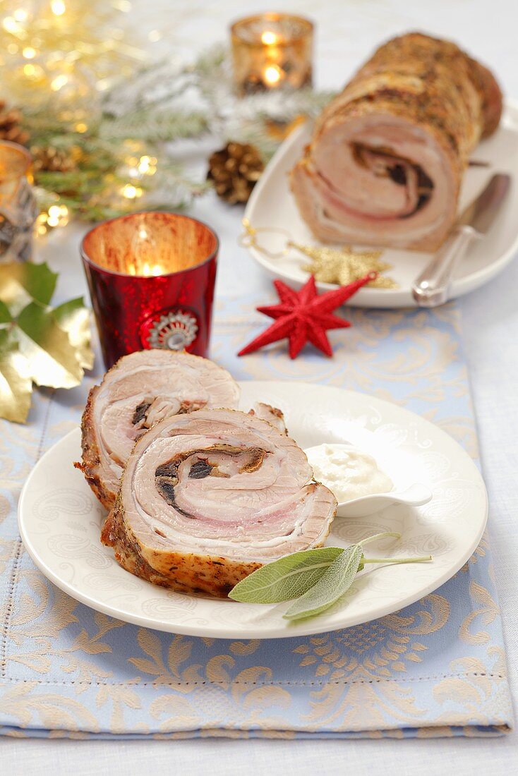 Pork roulade with a mushroom filling