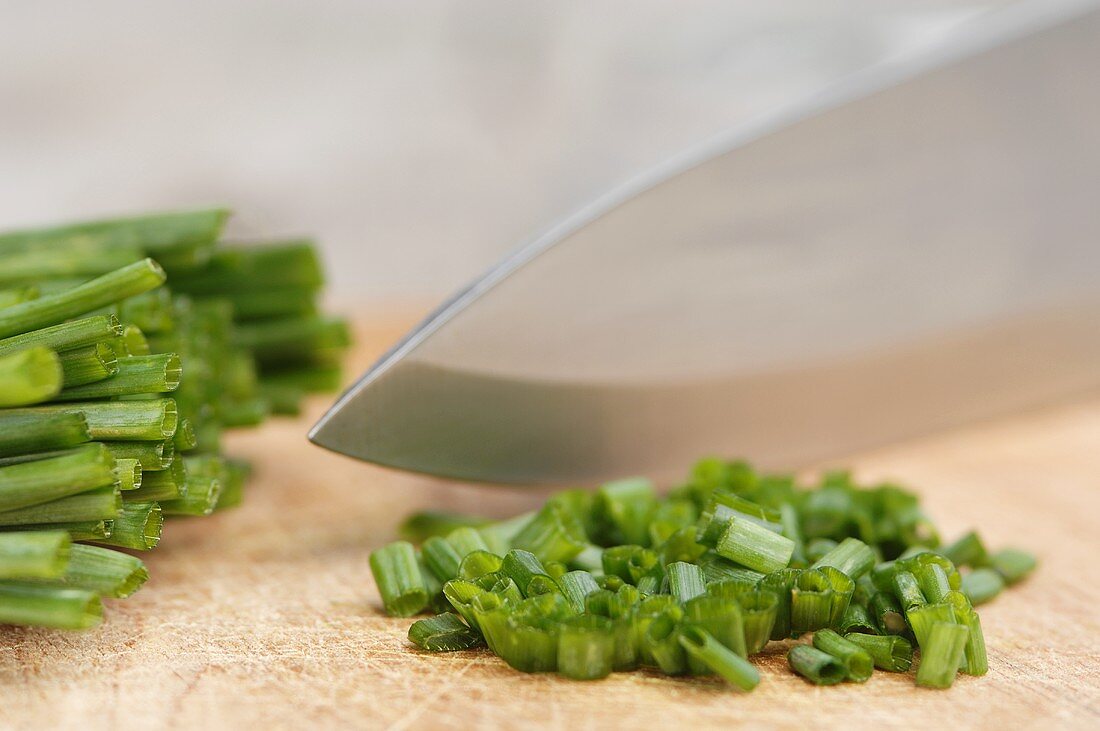 Chives being chopped