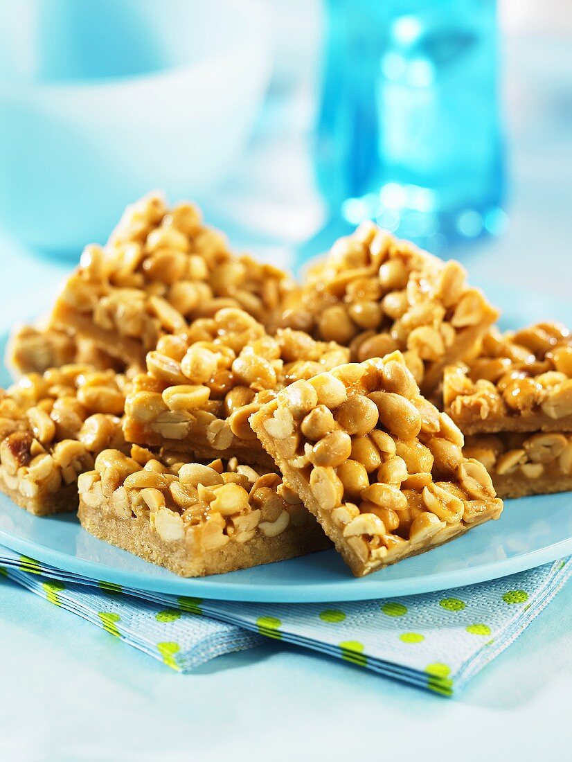 Butterscotch slices with peanuts