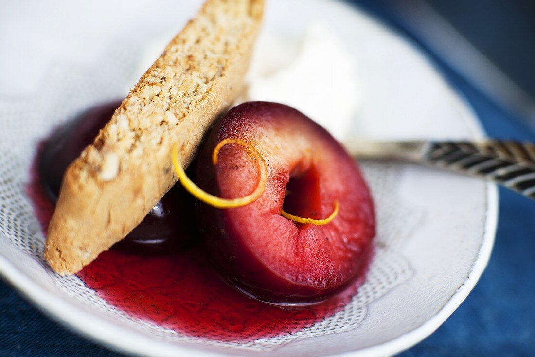 Red wine plum with a rusk