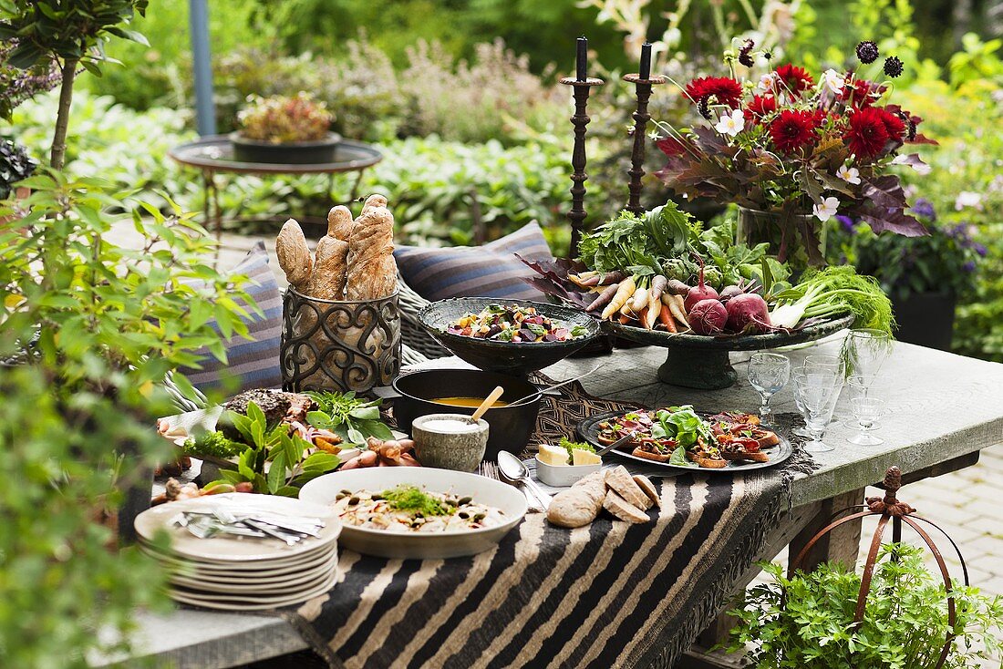 An autumnal, open air buffet