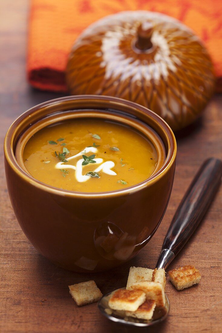 Kürbissuppe mit Croûtons