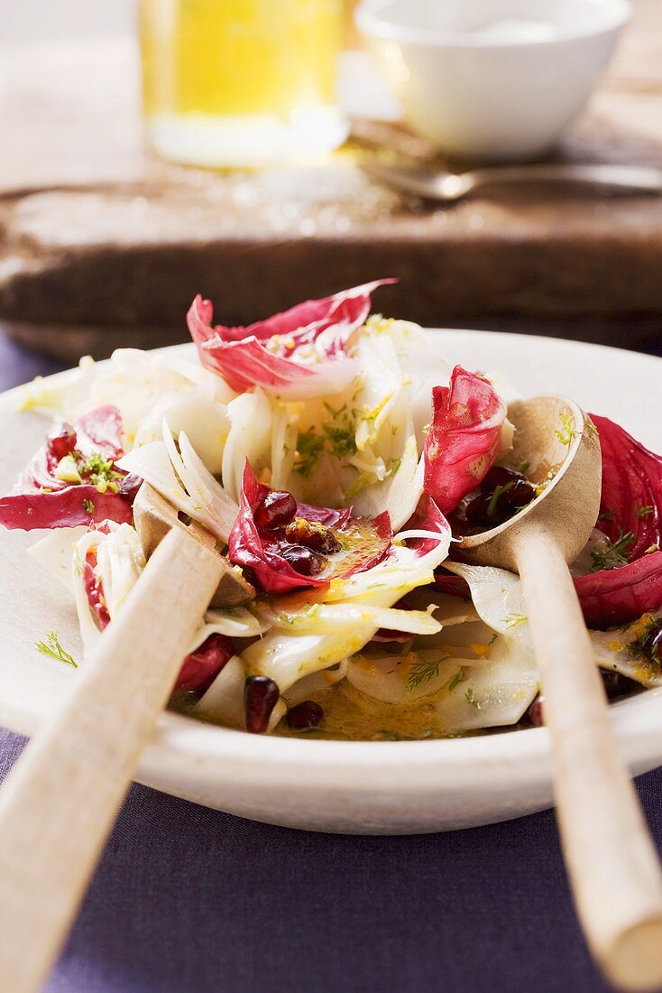 Radicchio salad with pomegrante seeds