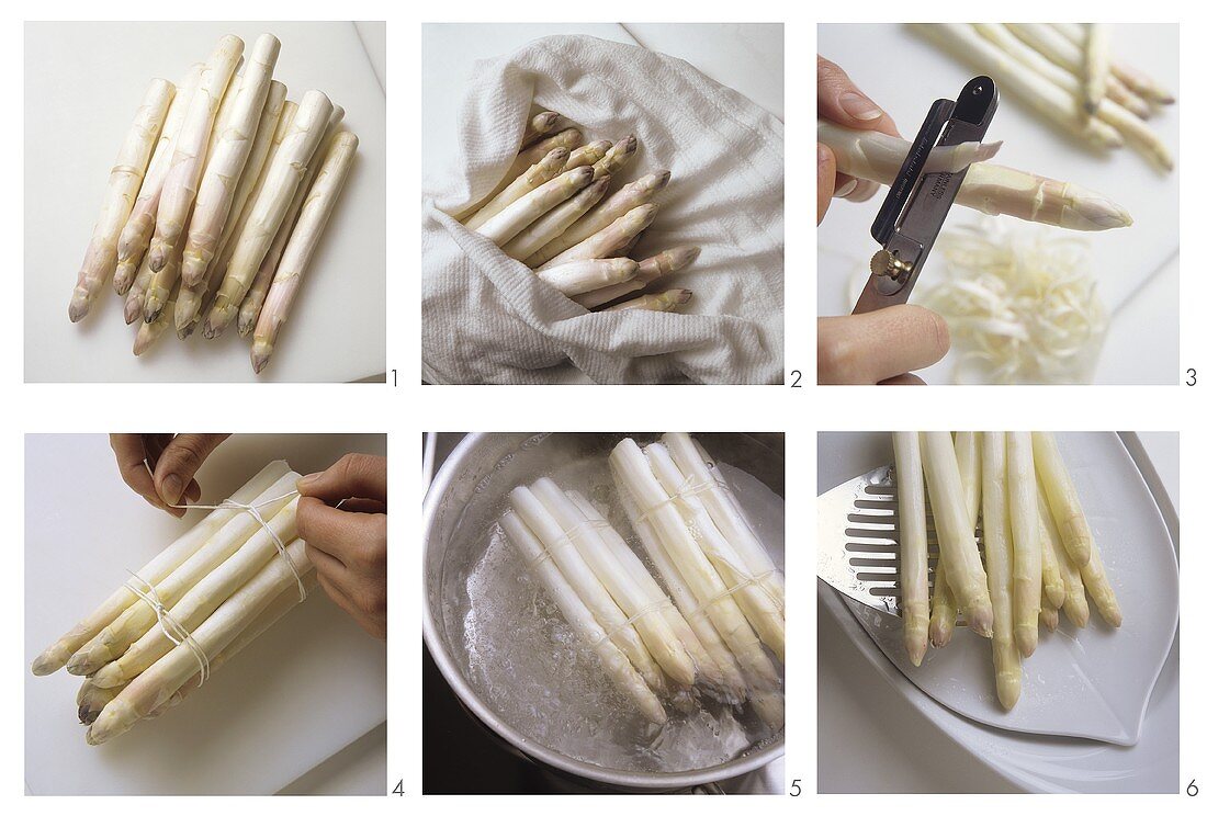 Preparing white asparagus
