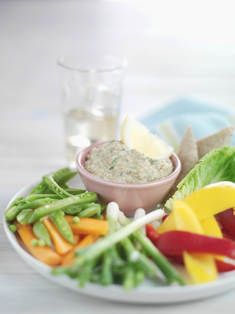 Baba ghanoush with vegetables for dipping