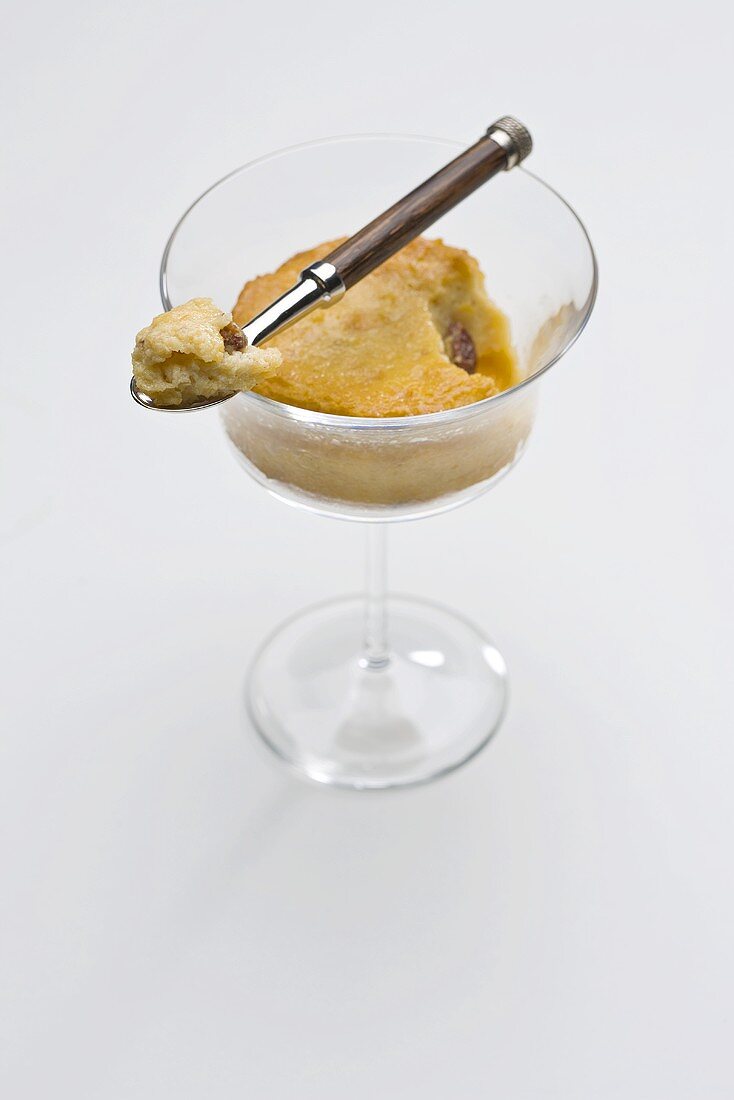 Cassava pudding in a dessert glass