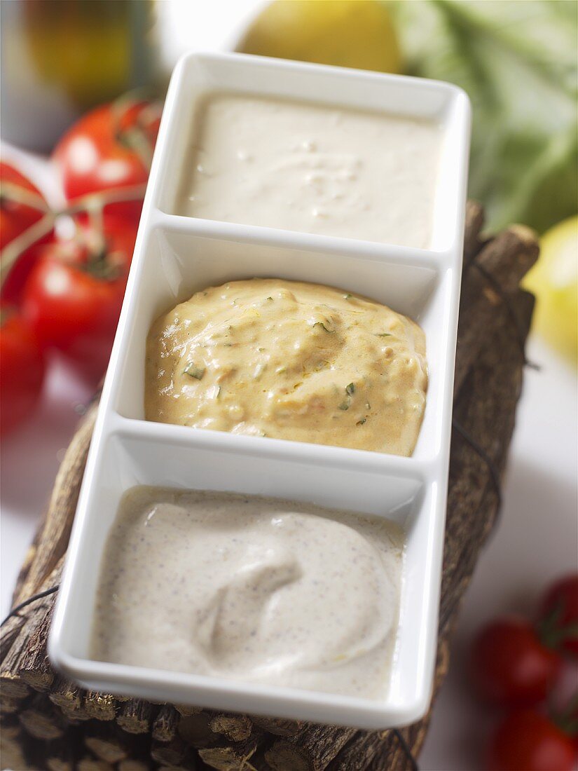 Three different dipping sauces