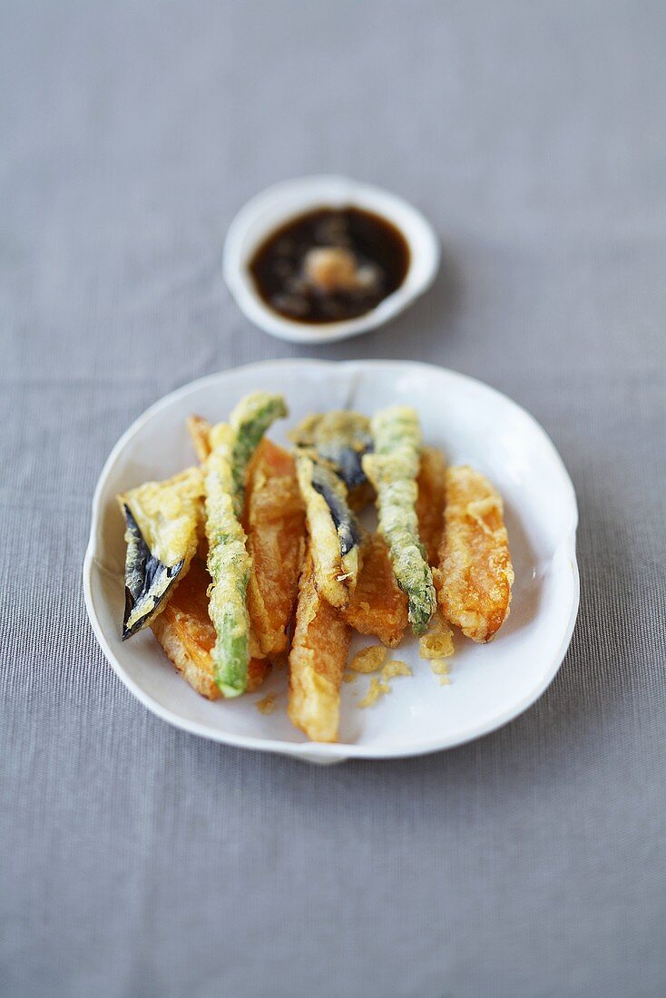 Vegetable tempura with soy sauce