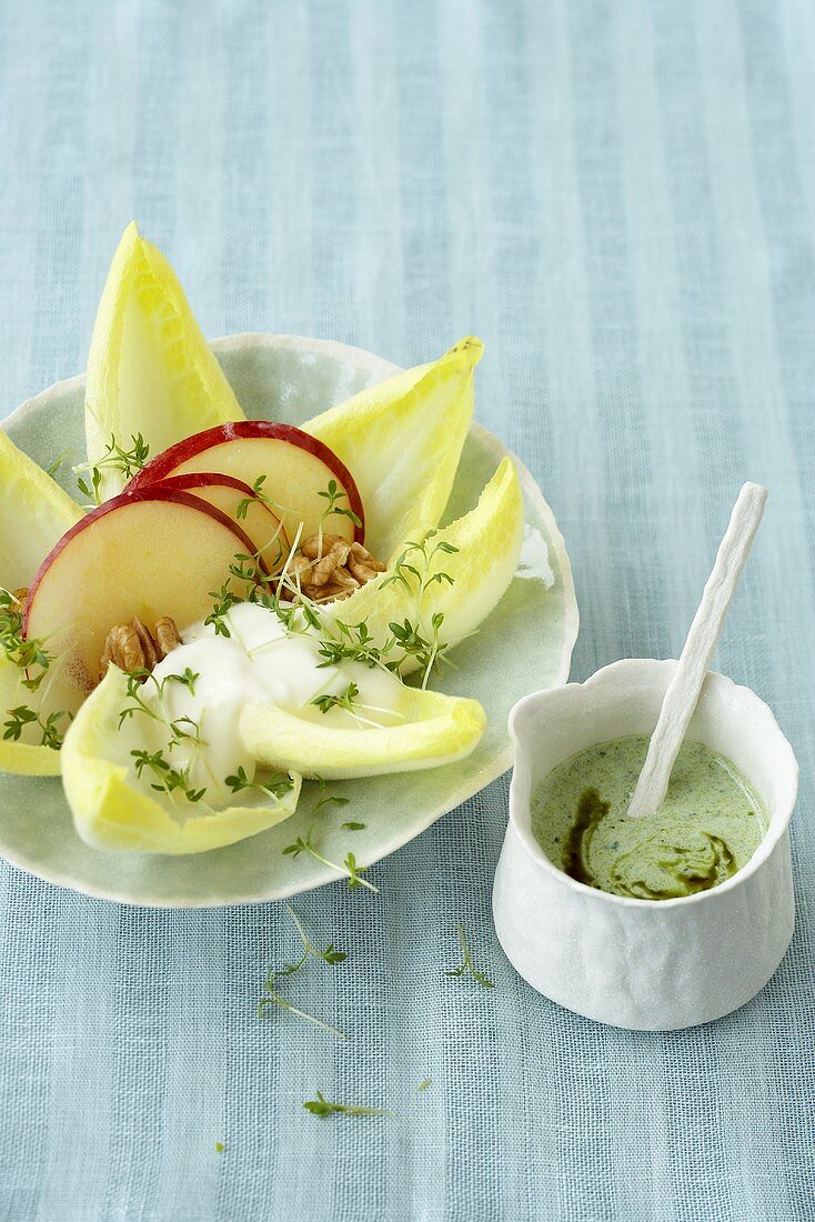 Chicory with cream dressing, buttermilk & pumpkin seed dressing