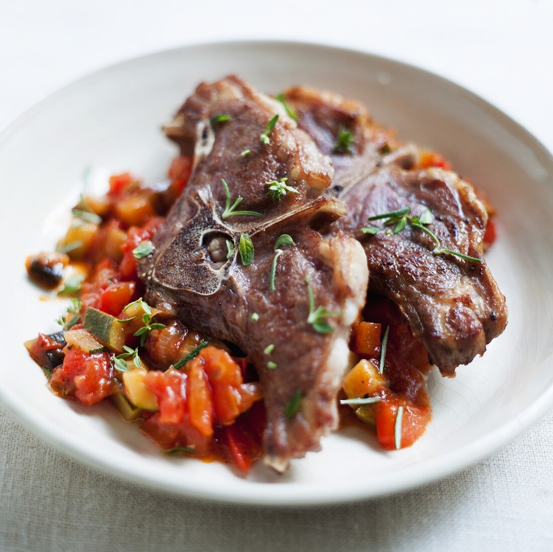 Lamb chops with ratatouille