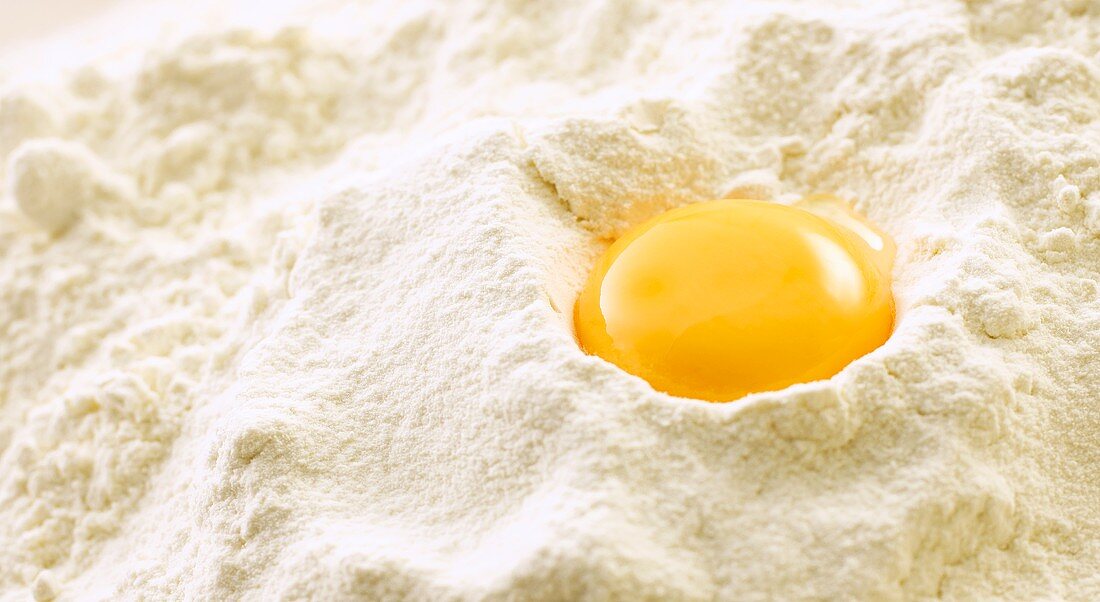 Egg yolk on flour