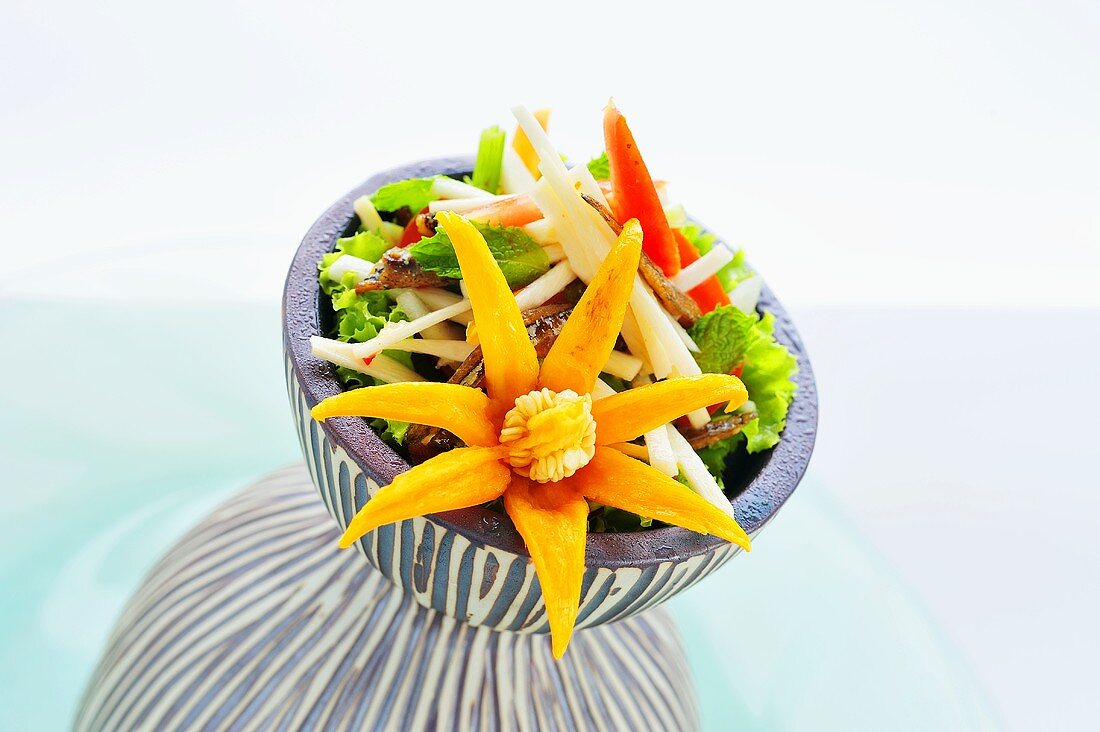 Spicy bamboo heart salad with dried fish (Thailand)