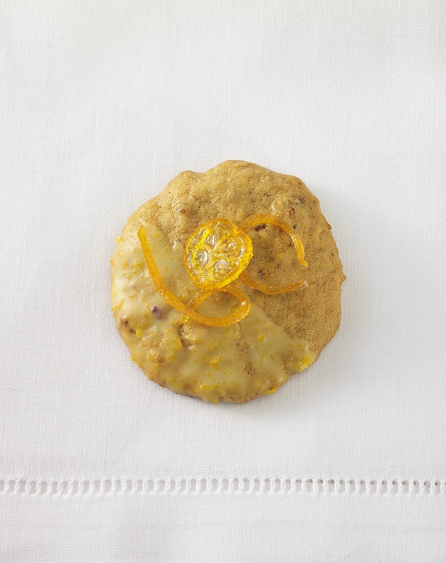 An orange marzipan biscuit