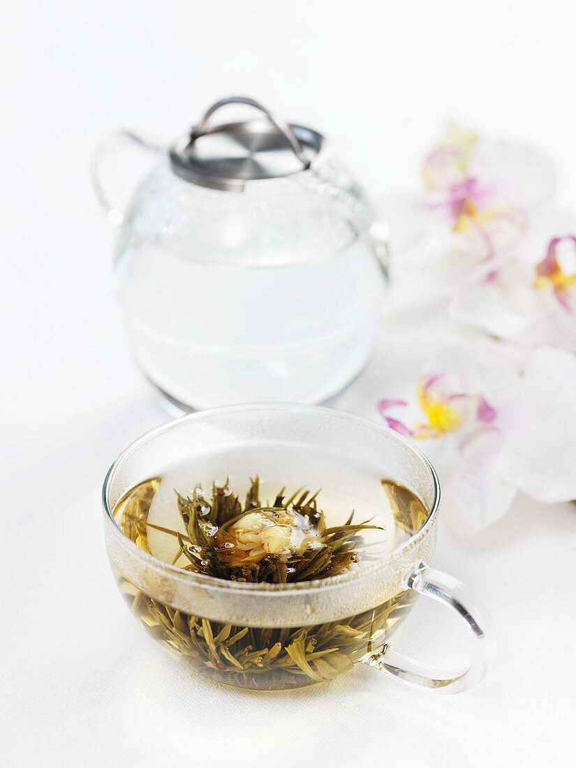 Jasmine tea with tea flower