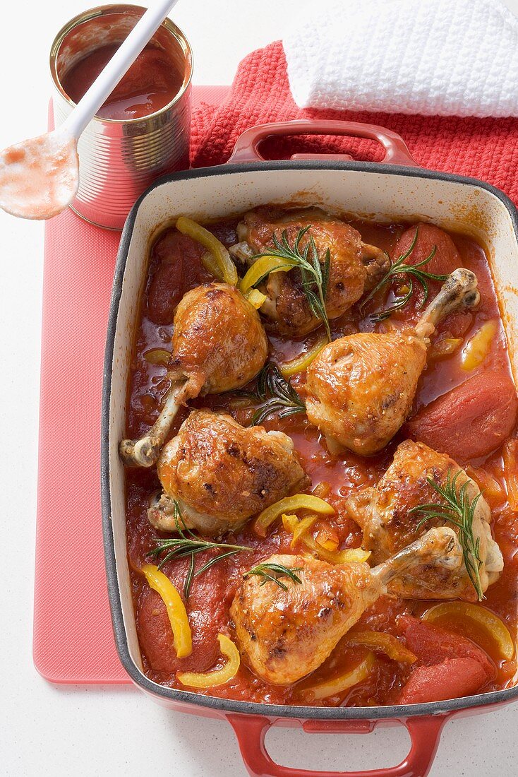 Chicken ragout with peppers and rosemary