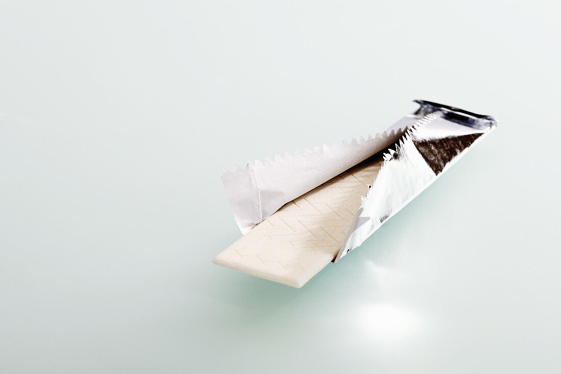 Chewing gum in silver paper