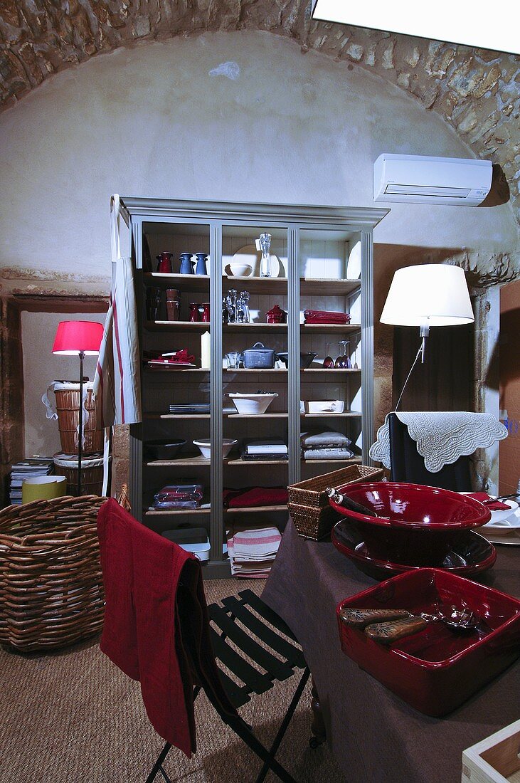 Dining table and crockery cupboard