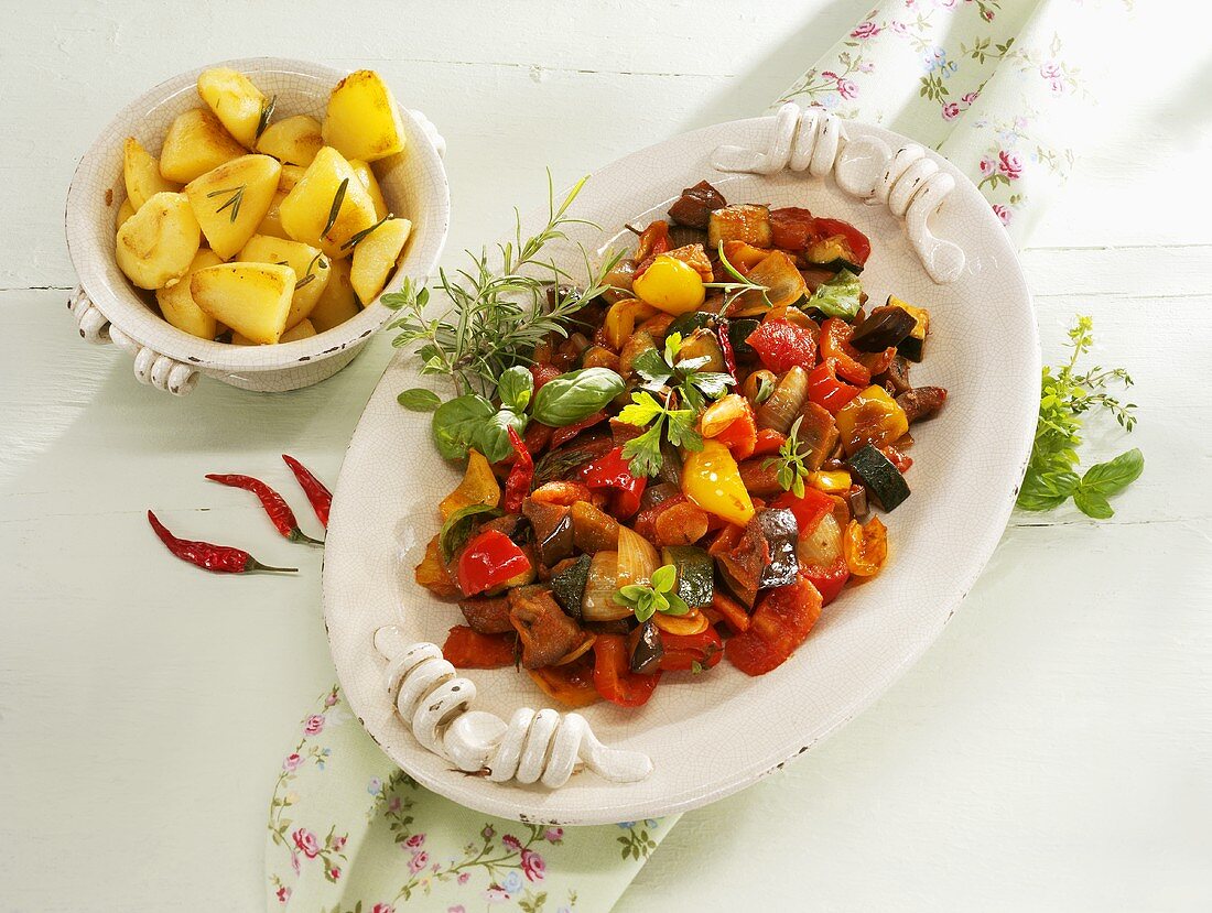 Ratatouille with rosemary potatoes