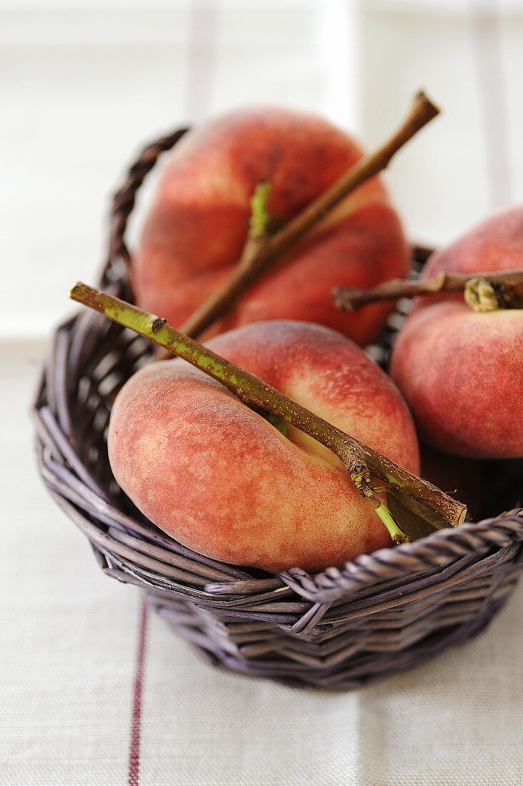 Vineyard peaches in basket