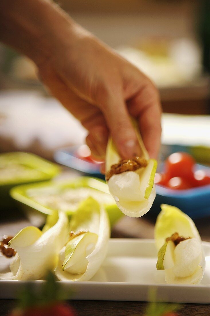 Chicory boats with goat's cheese