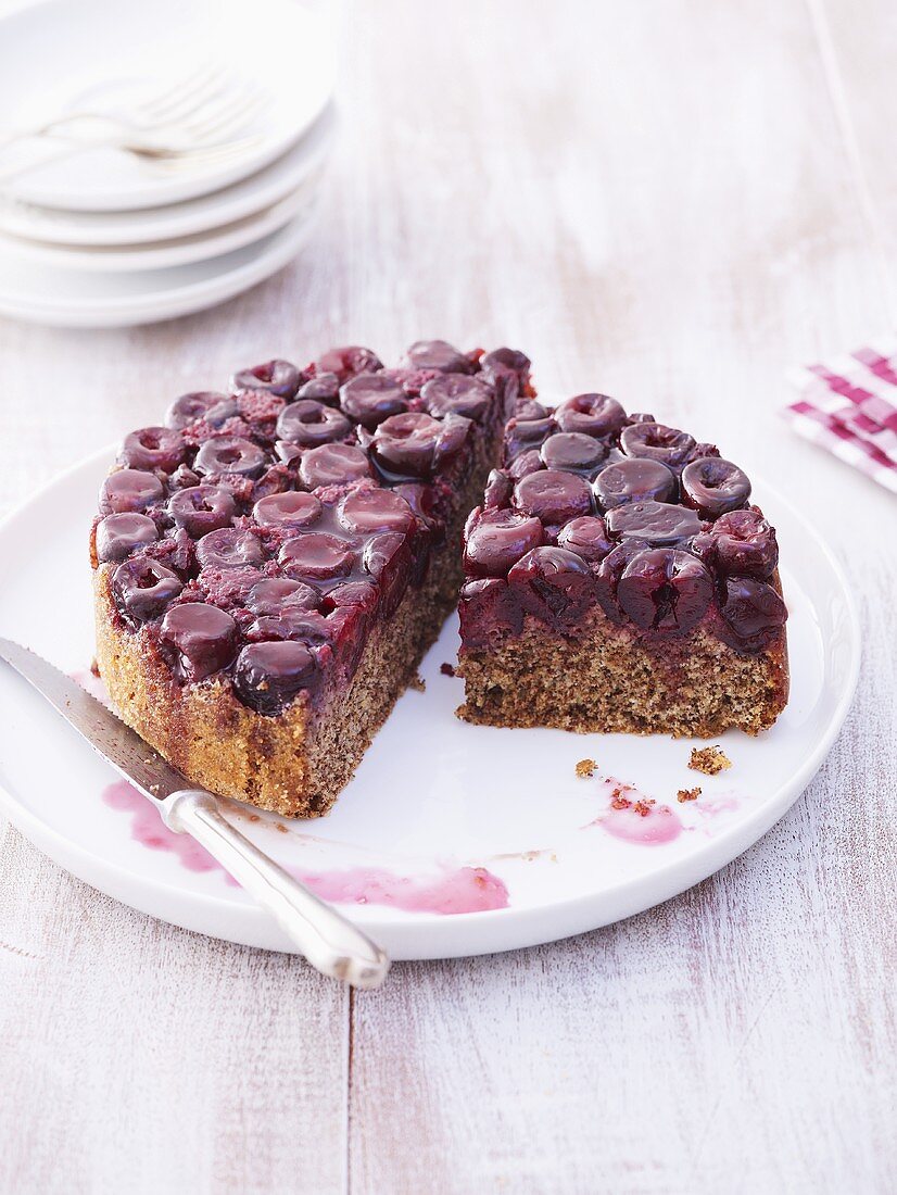 Upsidedowncake mit Süsskirschen