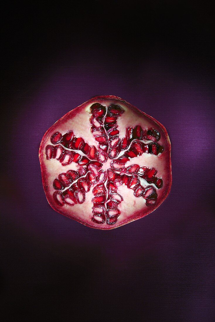 Half a pomegranate from above