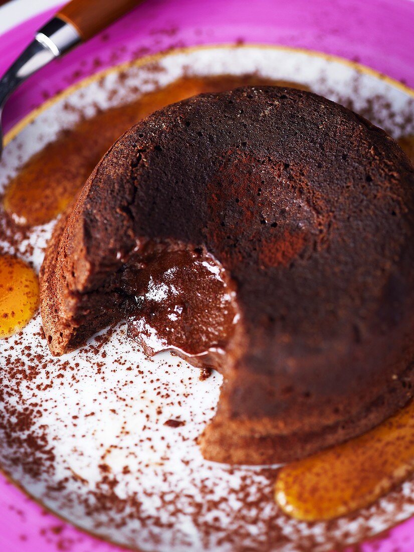 Warm chocolate fondant pudding