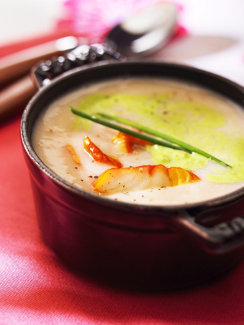 Coconut soup with haddock