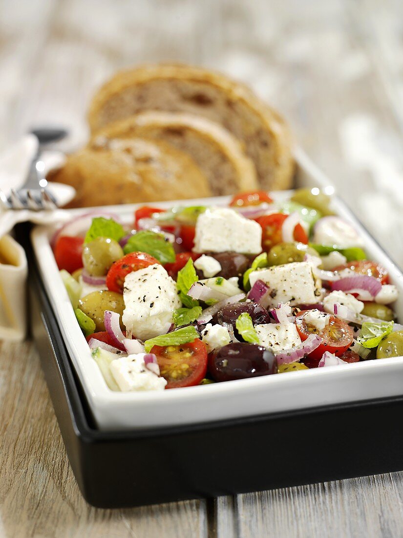 Mediterranean vegetable salad with feta