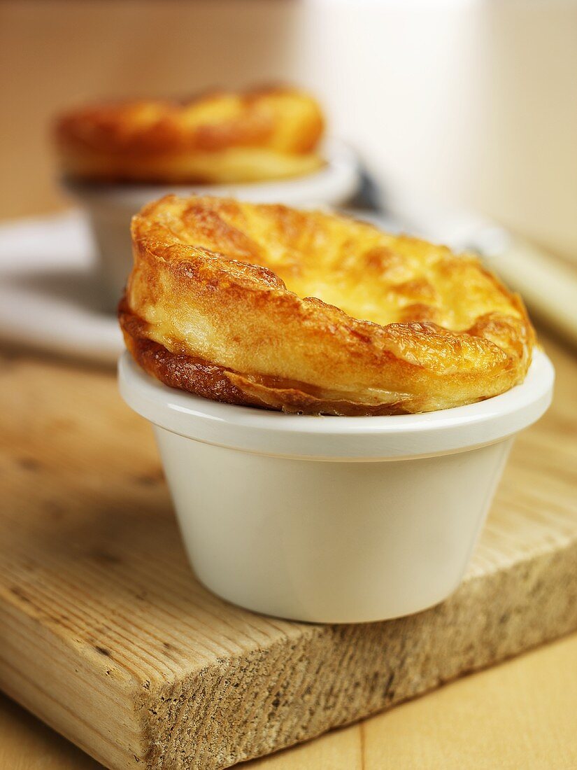 Cheese soufflé in baking dish
