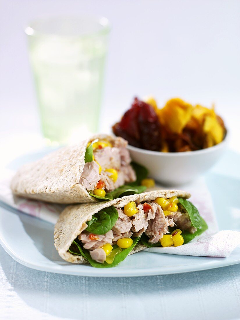 Pita bread filled with tuna salad