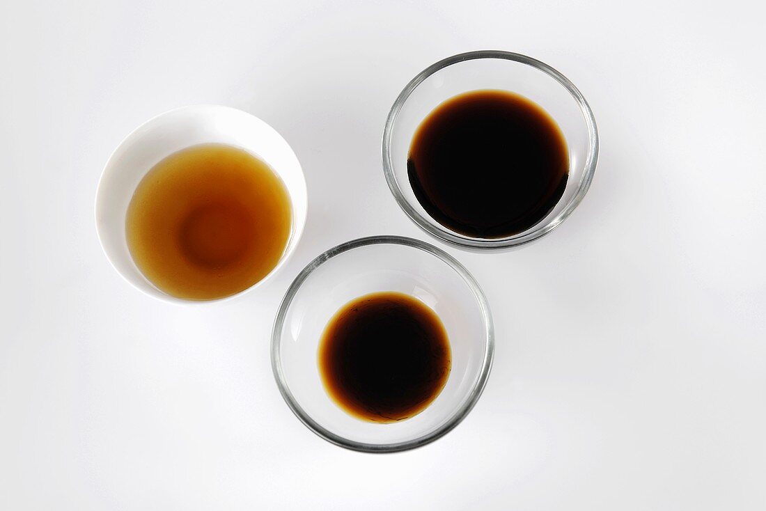 Fish sauce and soy sauce in dishes