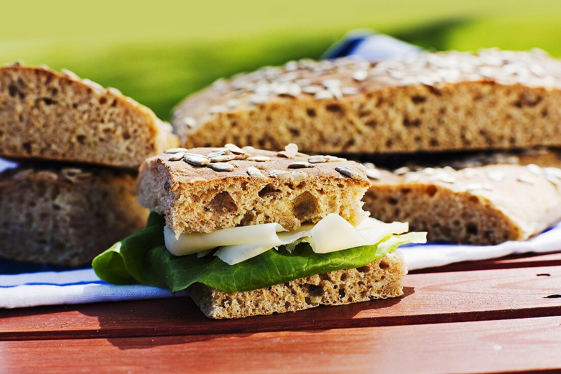 Cheese and lettuce in wholemeal bread