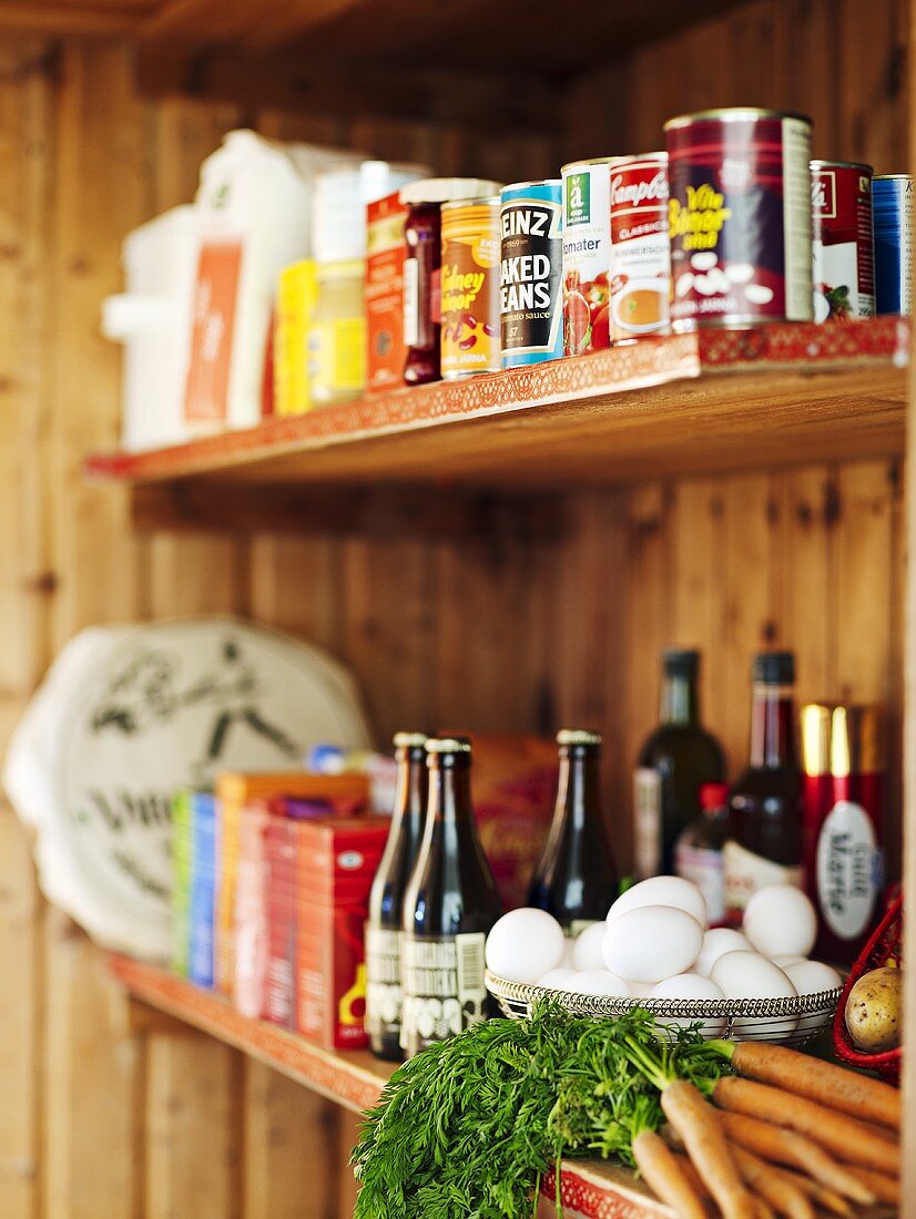 Assorted foods in pantry