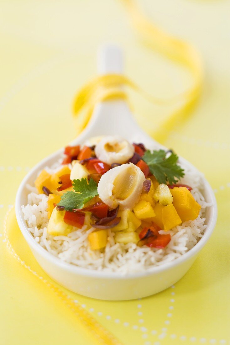 Rice with exotic fruit salsa