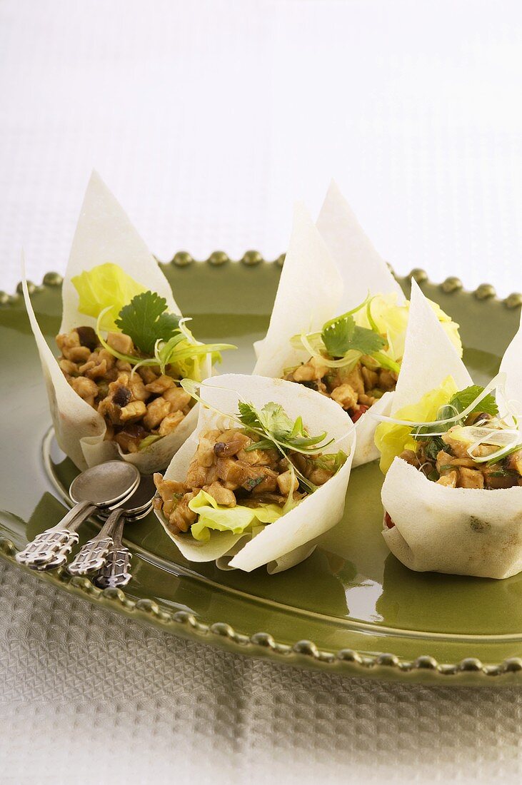 Filled rice paper shells