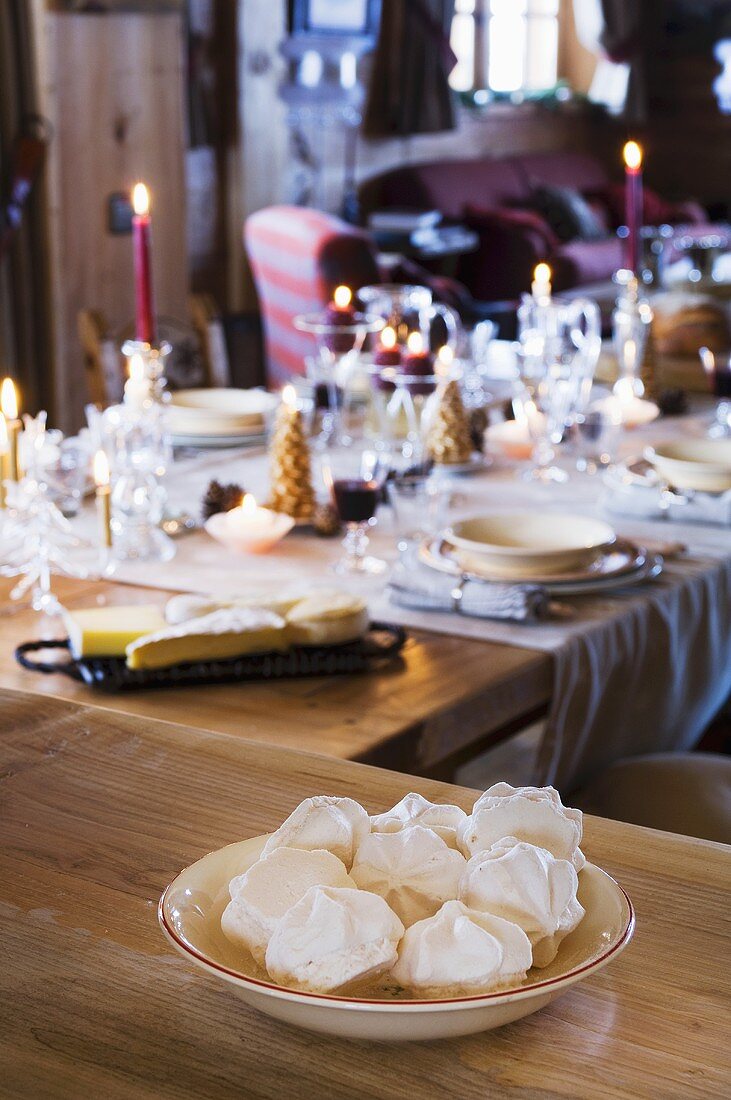 Meringues on festive table