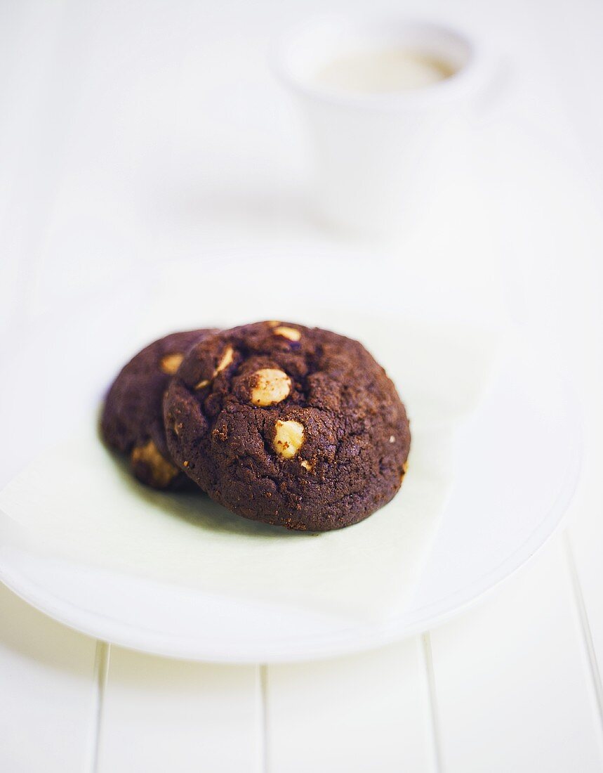 Chocolate cookie with macadamia nuts