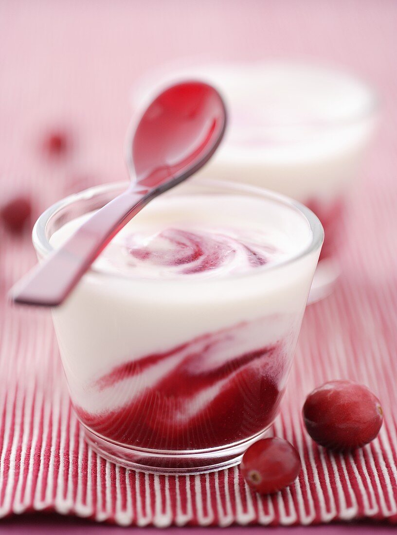 Joghurt mit Cranberrrysauce