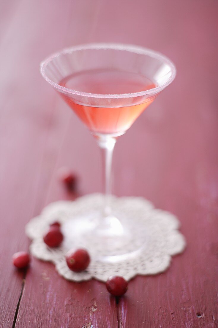 Cranberry liqueur in glass