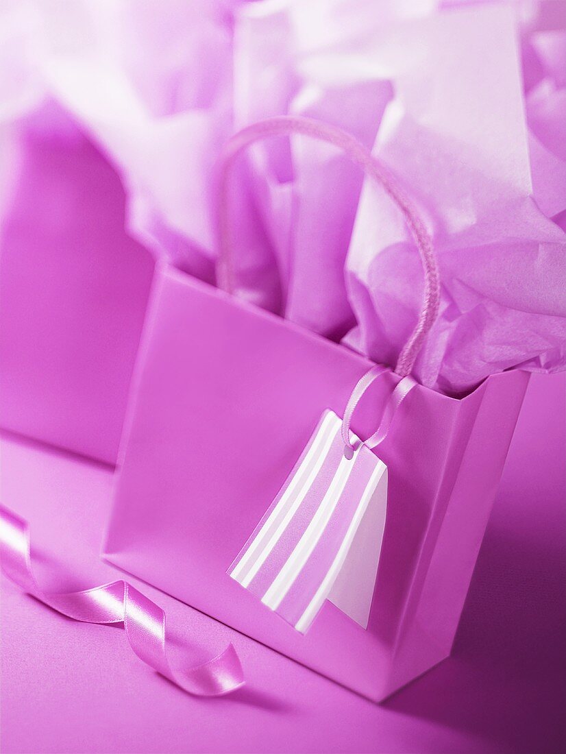 Purple gift bag and wrapping paper