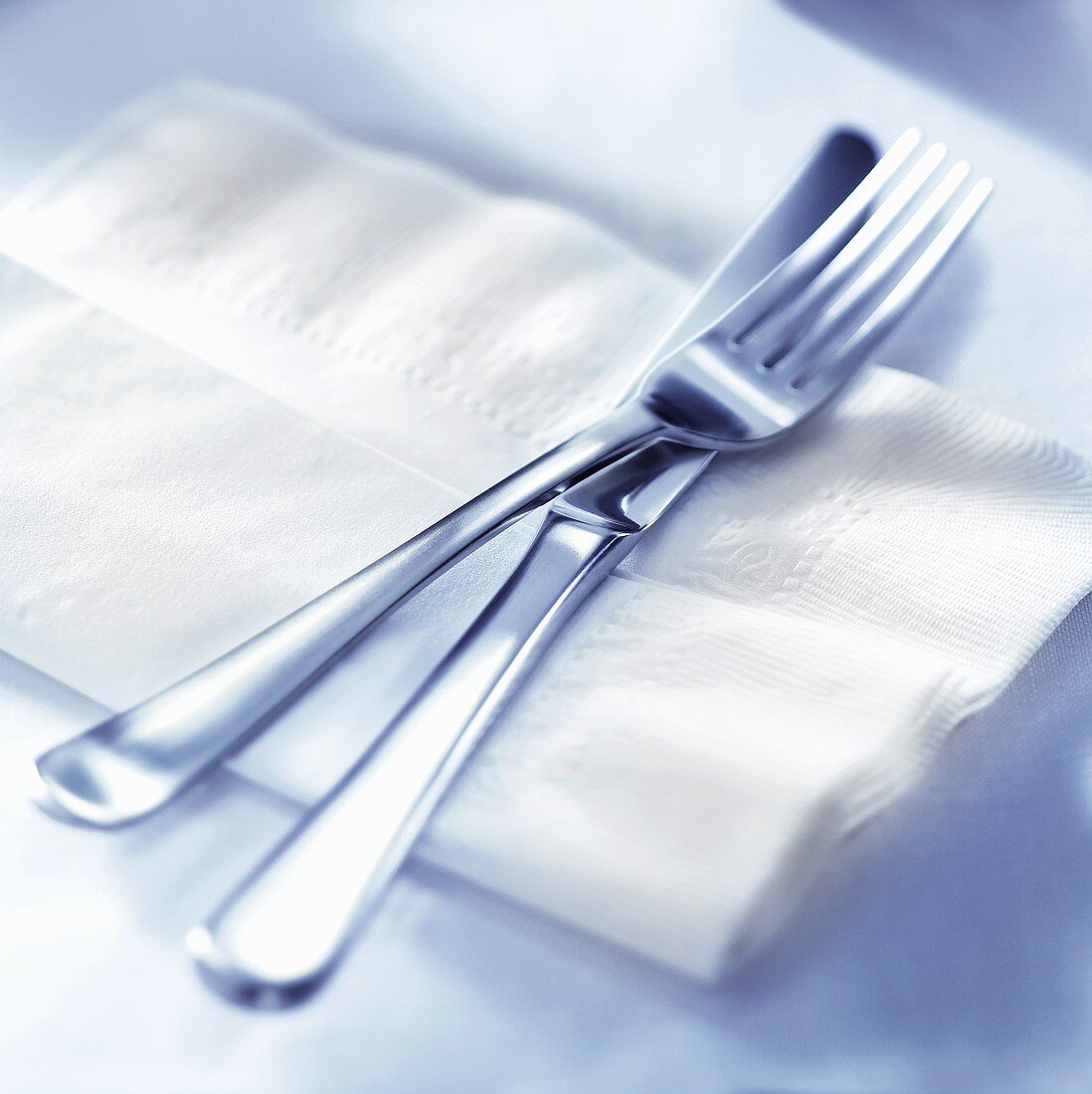 Knife and fork on napkin