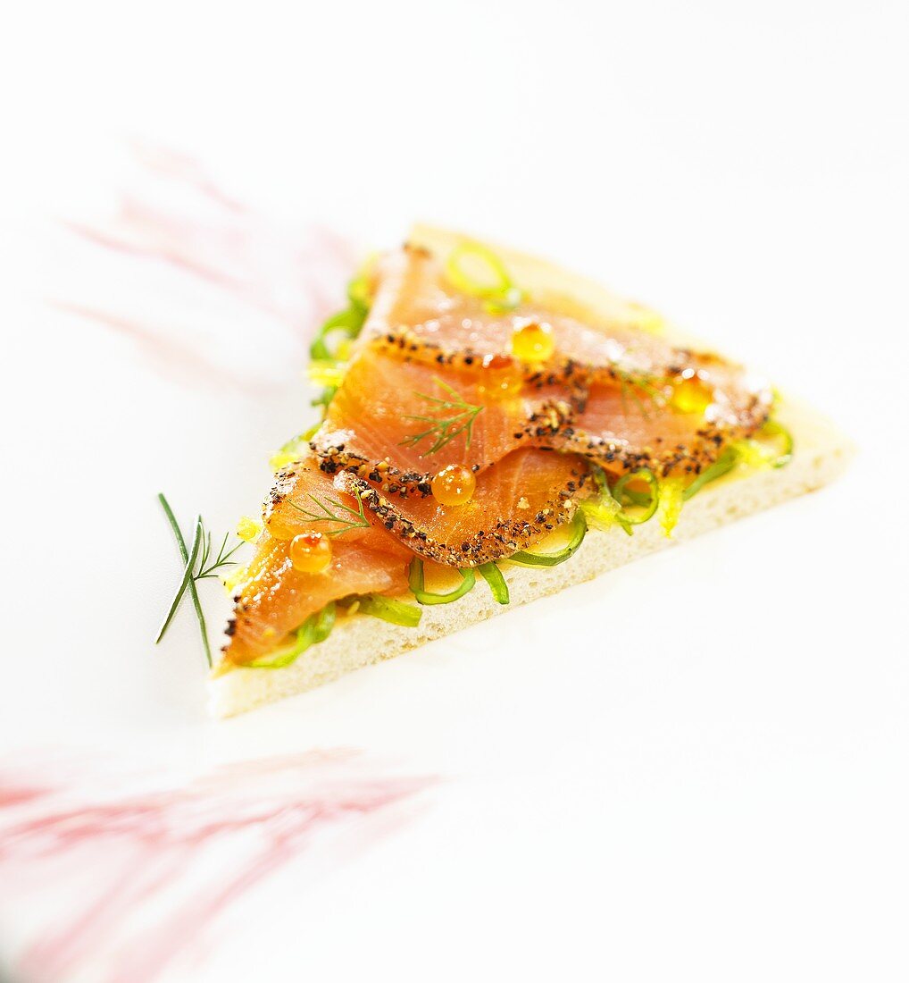 Smoked salmon on focaccia