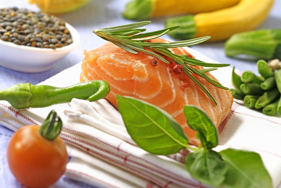 Ingredients for a salmon dish